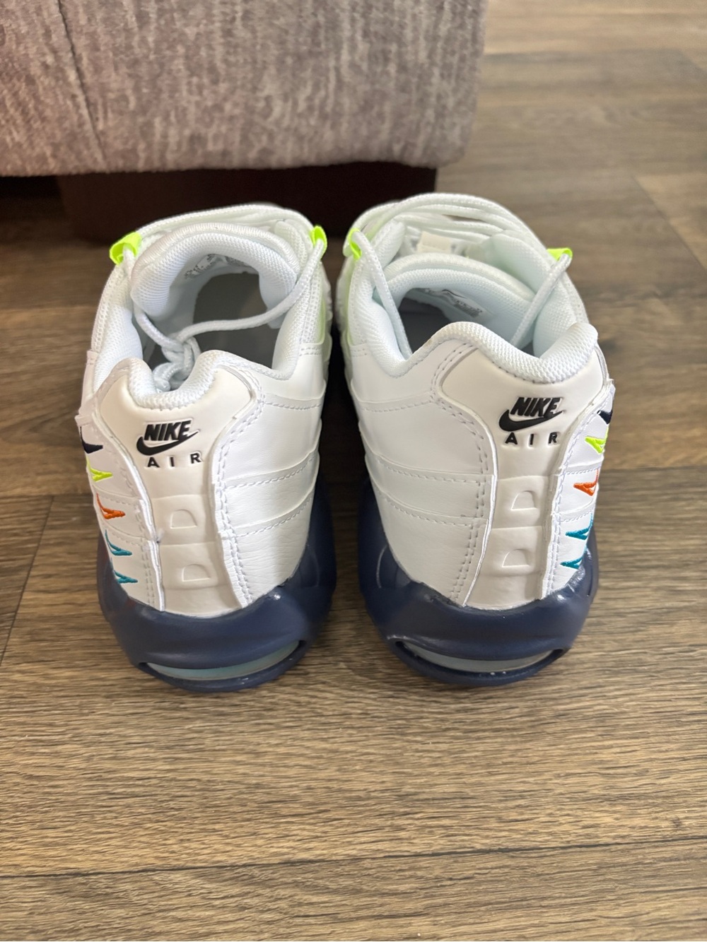 Size - 9.5 Nike Air Max 95 White with Neon Accents - Men's Shoes - Picture 6 of 8